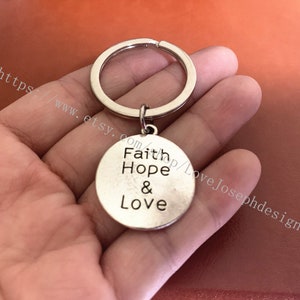 Faith Hope & Love word keychain, gifts key ring