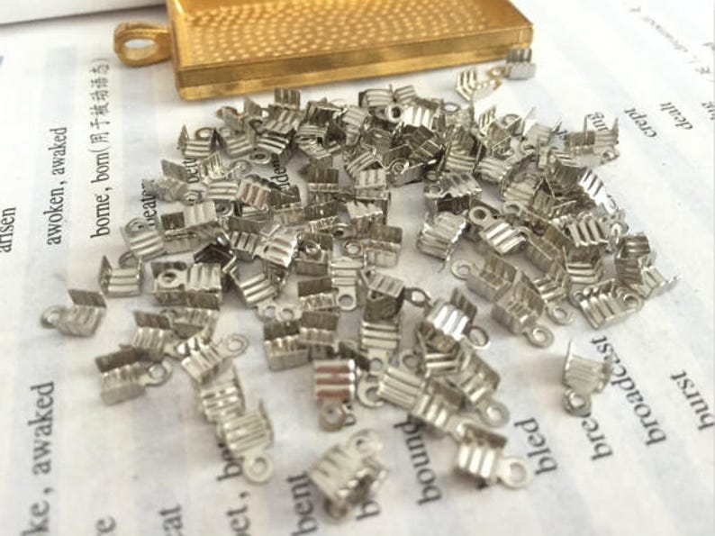 wholesale 200 Pieces Lot silver Plated 6mmx4mm cord end crimp clip