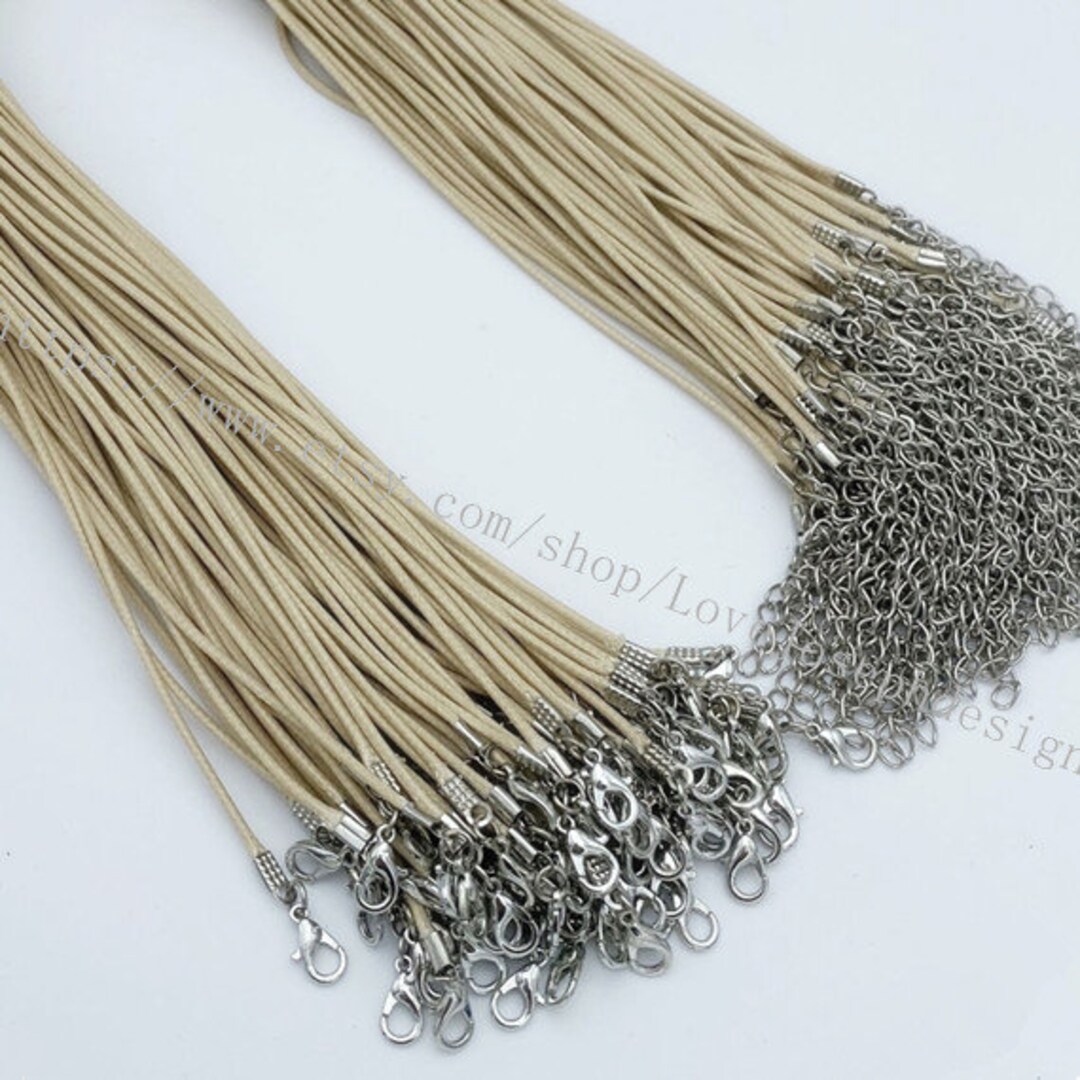 5pcs 1.5mm Waxed Necklace Cord With Various Pendants & Pu Leather