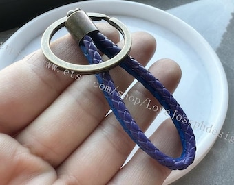 Llavero de cuero trenzado genuino, llavero de cuero trenzado para regalo