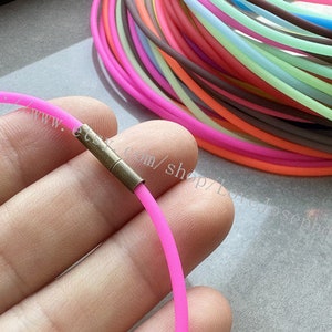 Bronze needle clasps -10PCS Adjustable 12-30inch 2mm Hollow Matte Rubber necklace cords (20 colors can choose)