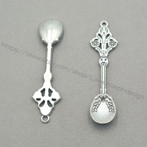 wholesale 100 Pieces /Lot Antique silver Plated 13mmx62mm Spoon Charms