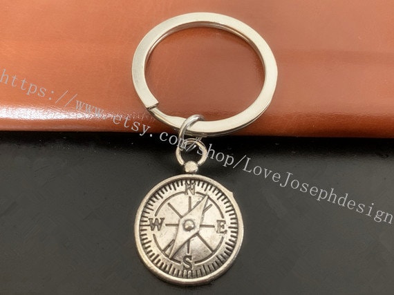 Compass Keychain, Compass Gift Key Ring