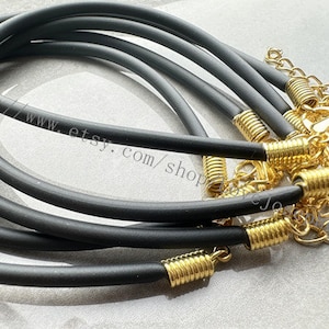 15 cordones de pulsera de caucho negro ajustables de 7-9 pulgadas y 3,0 mm con cierres de langosta y cadena de extensión