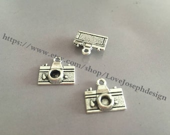 wholesale 150 Pieces /Lot Antique Silver & Bronze Plated 15mmx16mm Camera charms
