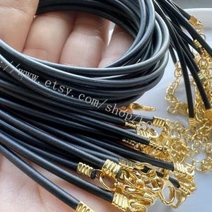 15pcs 16-18inch 2mm black colors round rubber necklace cords
