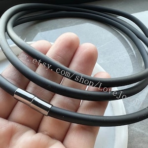 Magnetic Clasps --2pcs 5mm 7-24inch black colors round rubber necklace cords