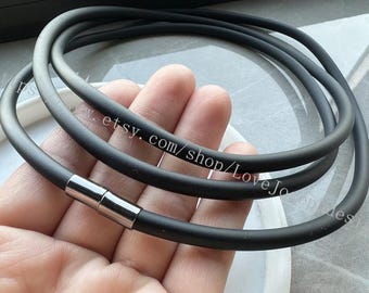 Magnetic Clasps --2pcs 5mm 7-24inch black colors round rubber necklace cords