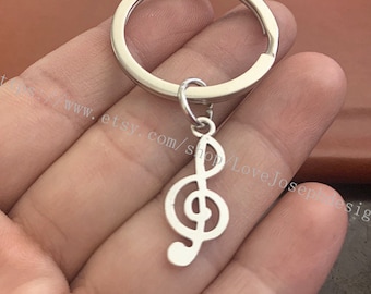 Music note keychain, Music note gifts key ring