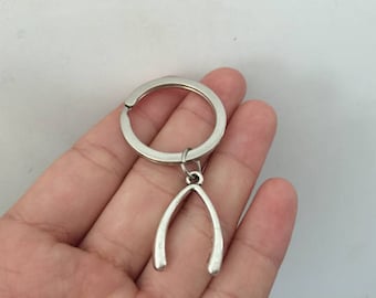 Wishbone keychain, wishbone gifts key ring