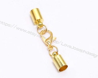 wholesale 100pieces gold 7mmx11mm（inner hole 6.5mm）tassel caps/end caps/cord caps/cord findings with lobster clasps