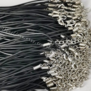 wholesale 30pieces black colors 1.5mm rubber necklace cords --- length adjustable 17-19inch