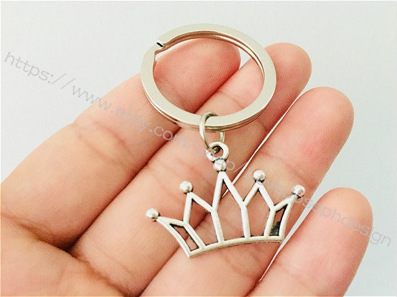 Porte-clés Princesse Couronne - Pendentif Métal Argenté - Marque Onwomania - Neuf Avec étiquettes