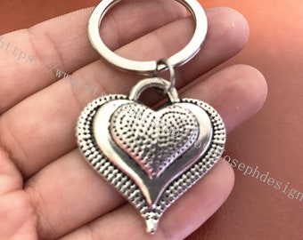 heart keychain, heart gifts key ring
