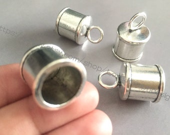 wholesale 15pieces antique silver 25mmx16.5mm（inner hole 12.5mm）round tassel caps/end caps/cord caps/cord findings