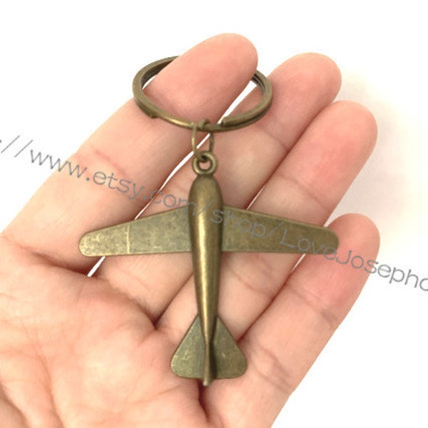 Airplane keychain, Airplane gift key ring