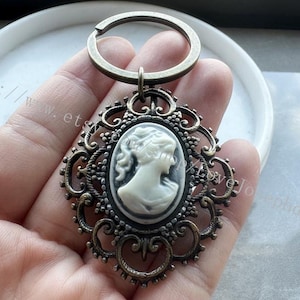Resin Beauty Cameo cabochon keychain,Resin Beauty Cameo cabochon gift key ring