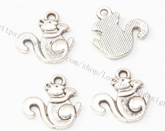 wholesale 200Pieces /Lot Antique Silver 13mmx13mm squirrel Charms