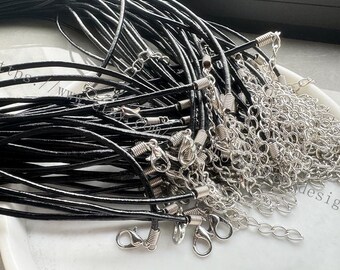 20 cordini per collana neri originali da 16-18 pollici, spessore 2,0 mm