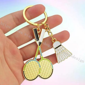 Personalized Badminton racket Keychain gift key ring