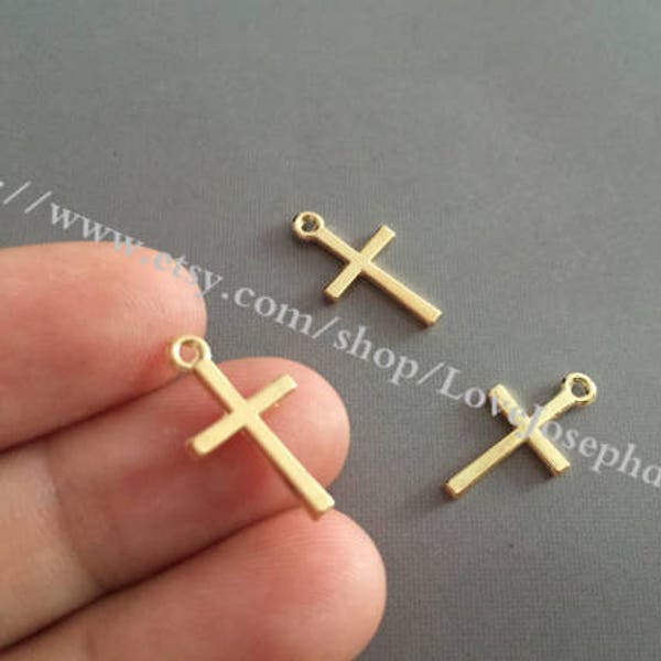 wholesale sale 100 Pieces /Lot KC gold Plated 18mmx12mm cross charms (# 0156)