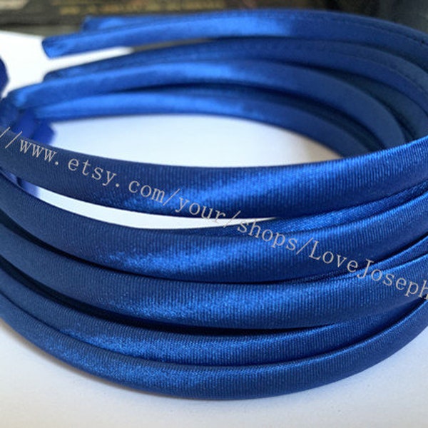 10pieces royal blue satin plastic hair headband covered 10mm wide