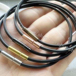 10pieces adjustable 7-9inch 2mm Black rubber bracelet cords with needle clasps