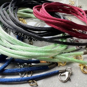 5PCS 16-18inch 2mm Satin Rat-tail necklace cords Satin (49 colors choose)
