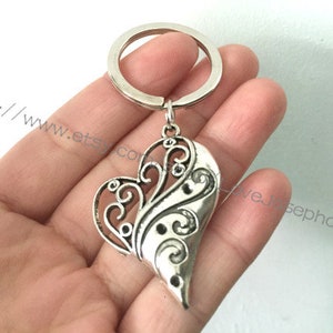heart keychain, heart gifts key ring