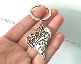 heart keychain, heart gifts key ring