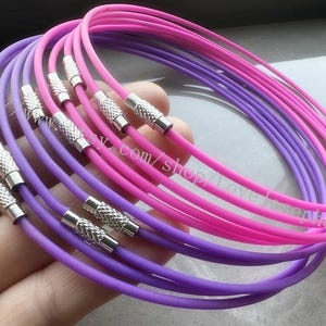 2PCS 12-24inch 2mm  Rubber necklace cords/wires with screw clasps-(20 colors can choose)