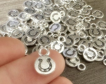 wholesale 100 Pieces /Lot Antique Silver Plated 8mmx12mm horseshoe charms