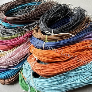 wholesale 100pieces 17-19inch adjustable assorted (12 colors) 1.5mm waxed cotton necklace cords