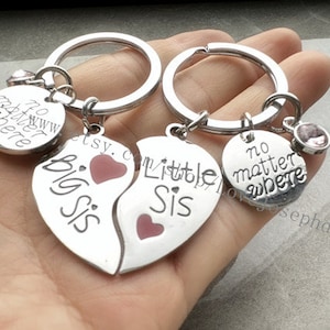 2 uds (juego) llavero Big Sis Little Sis, llavero de regalo para hermanas mejores amigos