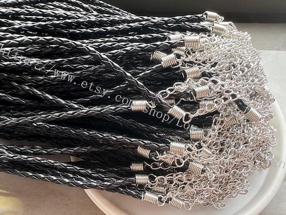 Wholesale 100pieces Black Colors 3mm Faux Braided Leather Necklace