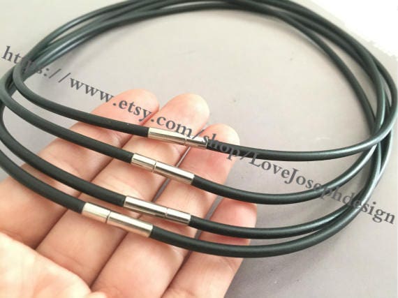 16 Black Silicone Rubber Snap Necklace Cord