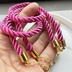 Gold End--2pcs 12-24 inch 5mm ( 52 colors can choose ) braided silk rope necklace cords