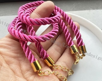Gold End--2pcs 12-24 inch 5mm ( 52 colors can choose ) braided silk rope necklace cords