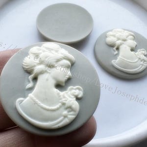 3pcs 35mm Round Flatback Resin Beaty Cabochon/Cameo