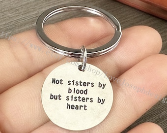 Not sisters by blood but sisters by heart word keychain gift key ring