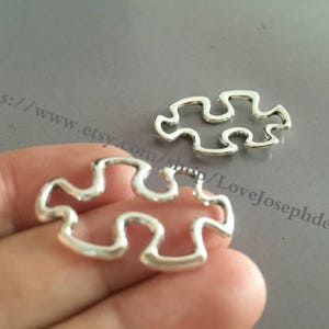 wholesale 97 Pieces /Lot Antique Silver Plated 18mmx30mm puzzle Charms