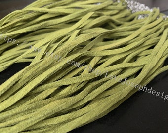 en gros 100pieces 16-18inch 2.5mm vert olive flat suede collier collier cordons avec fermoirs à homard et chaînes d’extension