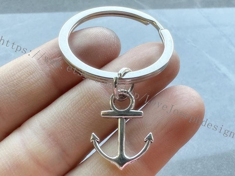 Honbay 2PCS Metal Anchor Keychains Rhinestone Nautical Key