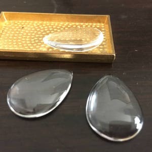 18Mx25MM---10Stück Wassertropfen klar Glas Cabochon