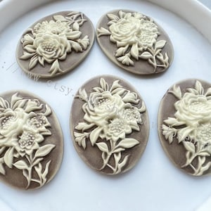 5 Pieces 32mmx42mm Oval Flatback flower Cabochon/Cameo