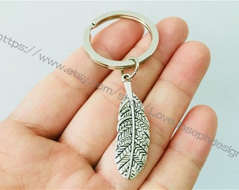 Feather keychain, Feather gift key ring