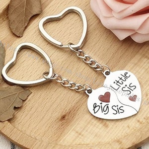 2 unids (set) Big Sis Little Sis llavero con forma de corazón, llavero de regalo Sister Best Friends