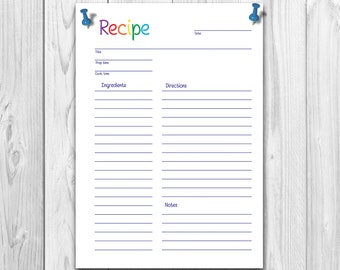 recipe pages recipe sheet print recipe journal recipe etsy