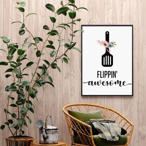 Flippin&#39; Awesome Funny Kitchen Decor - Funny Kitchen Quotes - Typography - Kitchen Wall Art - Print Shop - Home Decor - Digital Files