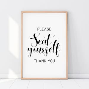 Bathroom prints, Please seat yourself, Printable art, Bathroom wall decor, Bathroom signs, Funny bathroom decor, Washroom, Restaurant decor